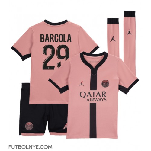 Camiseta Paris Saint-Germain Bradley Barcola #29 Tercera Equipación para niños 2024-25 manga corta (+ pantalones cortos)